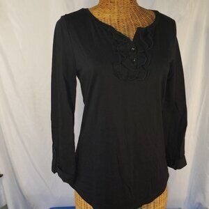 Ladies JESSICA 3/4 Sleeve Ruffled V Neck Tee Shirt - S (6-8)